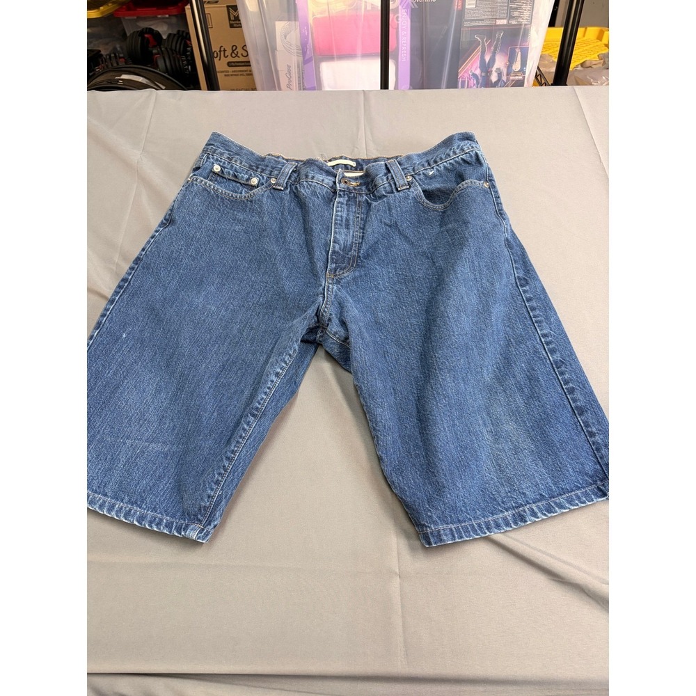 LL Bean Mens Denim Shorts Blue Cotton Relaxed Fit Cut Off Jeans Size 37